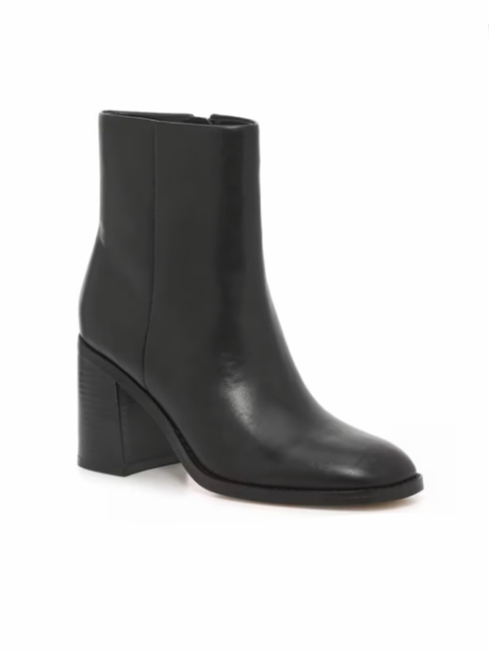 Marc Fisher Black Leather Mid-Calf Block Heel Boot Sz 8.5